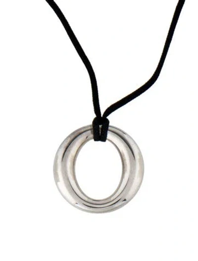Pre-owned Tiffany & Co Sevillana Cord Pendant Necklace, 17" In Black