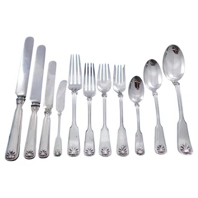 Pre-owned Tiffany & Co Shell & Thread By Tiffany Sterling Silver Flatware Set 12 Service 141 Pcs Dinner