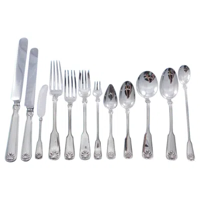 Pre-owned Tiffany & Co Shell & Thread By Tiffany Sterling Silver Flatware Set 12 Service 151 Pcs Dinner