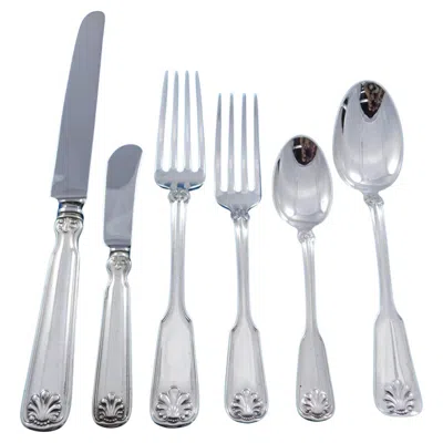 Pre-owned Tiffany & Co Shell And Thread By Tiffany Sterling Silver Flatware Set 8 Service 52 Pcs Dinner