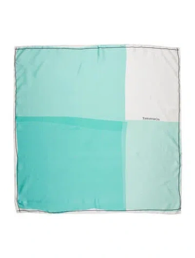 Pre-owned Tiffany & Co Silk Colorblock Pattern Scarf In Blue