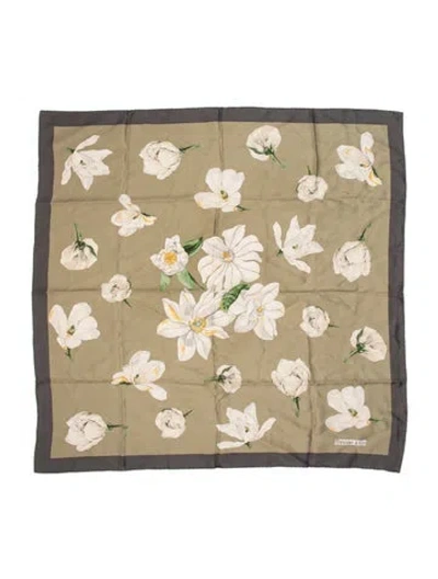 Pre-owned Tiffany & Co Silk Floral Print Scarf In Green