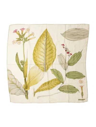 Pre-owned Tiffany & Co Silk Floral Print Scarf In Green