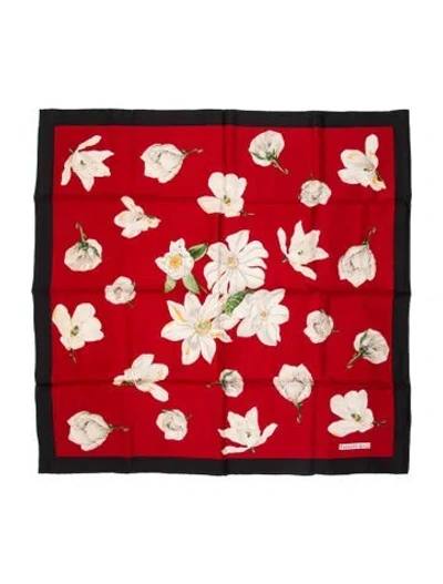 Pre-owned Tiffany & Co Silk Floral Print Scarf In Red