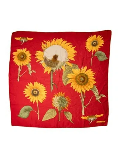 Pre-owned Tiffany & Co Silk Floral Print Scarf In Red