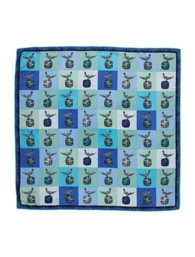 Pre-owned Tiffany & Co Silk Graphic Print Scarf In Blue
