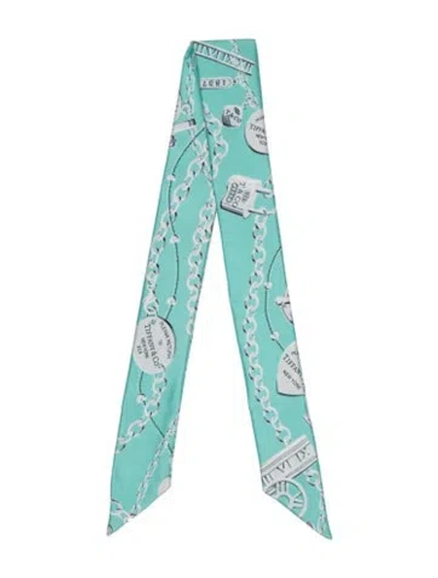 Pre-owned Tiffany & Co Silk Graphic Print Scarf In Green