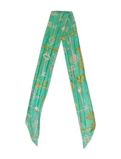 Pre-owned Tiffany & Co Silk Printed Bandana In Green