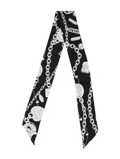 Pre-owned Tiffany & Co Silk Printed Scarf In Black