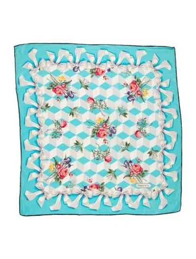 Pre-owned Tiffany & Co Silk Printed Scarf In Blue