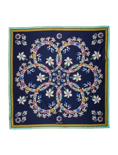 Pre-owned Tiffany & Co Silk Printed Scarf In Blue