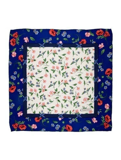 Pre-owned Tiffany & Co Silk Printed Scarf In Blue