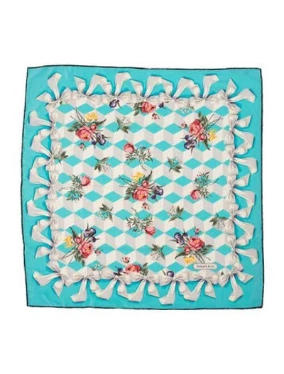 Pre-owned Tiffany & Co Silk Printed Scarf In Blue