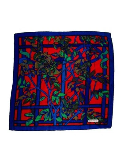 Pre-owned Tiffany & Co Silk Printed Scarf In Blue/red