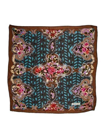 Pre-owned Tiffany & Co Silk Printed Scarf In Brown