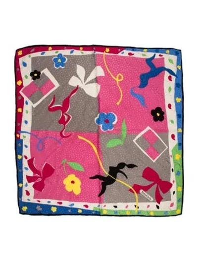 Pre-owned Tiffany & Co Silk Printed Scarf In Gray