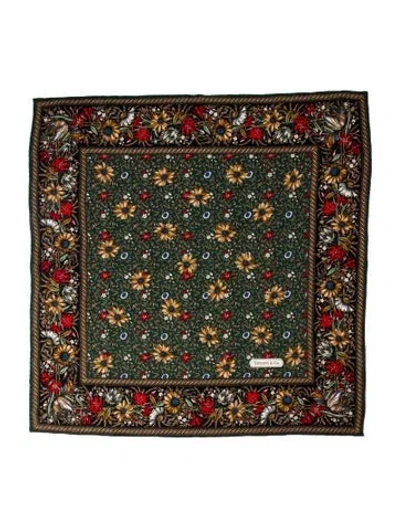 Pre-owned Tiffany & Co Silk Printed Scarf In Green