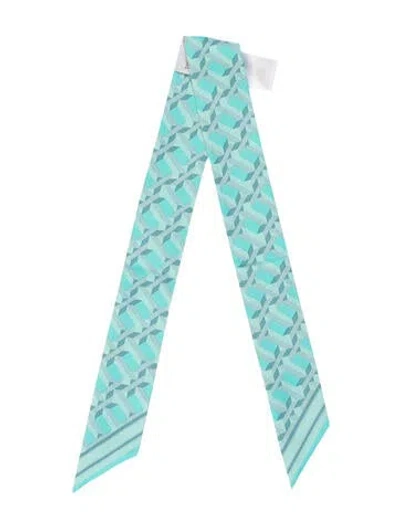 Pre-owned Tiffany & Co Silk Printed Scarf W/ Tags In Blue