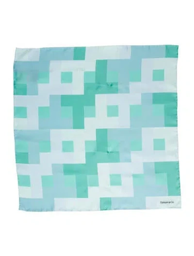 Pre-owned Tiffany & Co Silk Printed Scarf In White