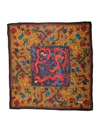 Pre-owned Tiffany & Co Silk Printed Scarf In Yellow