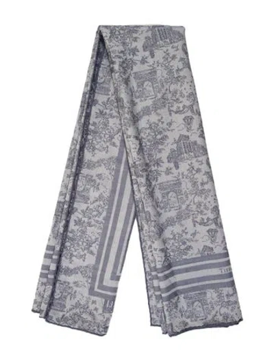 Pre-owned Tiffany & Co Silk Printed Shawl In Blue