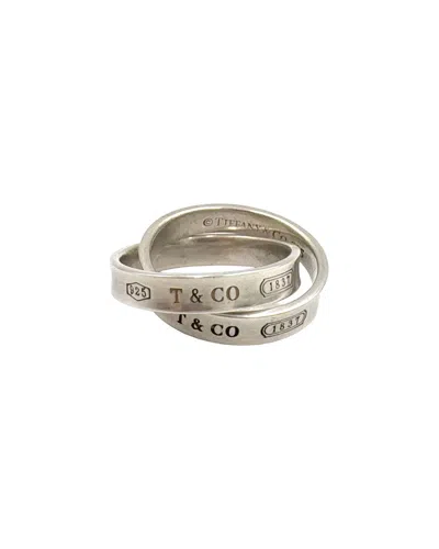 Tiffany & Co . Silver 1837 Interlocking Ring (authentic Pre-loved) In Gray