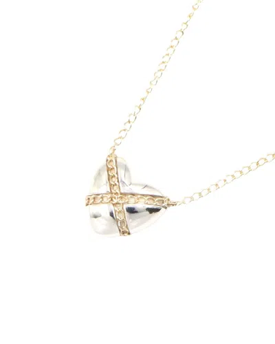 Tiffany & Co . Silver & 14k Cross Heart Necklace (authentic Pre-loved) In Multi