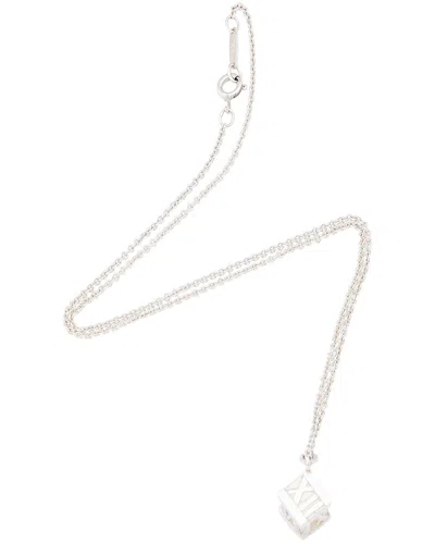 Tiffany & Co . Silver Atlas Cube Necklace (authentic Pre-loved) In Metallic