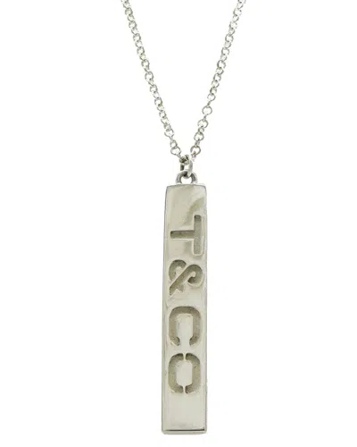 Pre-owned Tiffany & Co . Silver Bar Plate Necklace (authentic Pre-loved)