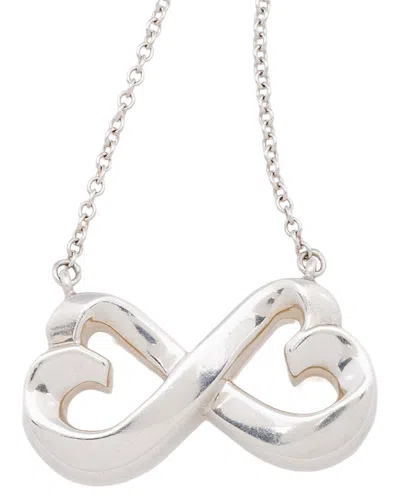 Tiffany & Co . Silver Double Loving Heart Necklace (authentic Pre-loved) In Gray