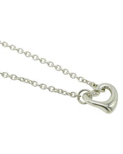 Tiffany & Co . Silver Elsa Peretti Diamond Open Heart Bracelet (authentic Pre-  Loved)