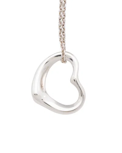 Pre-owned Tiffany & Co . Silver Elsa Peretti Open Heart 16mm Small Necklace (authentic Pre-loved)