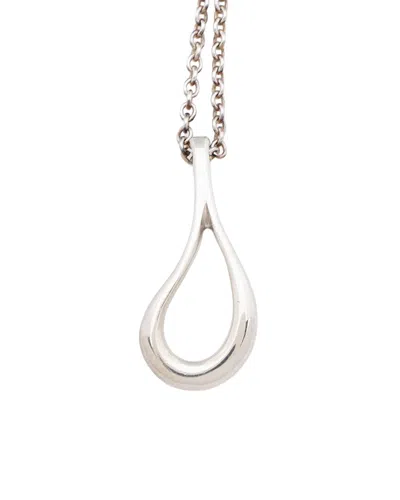 Tiffany & Co . Silver Elsa Peretti Open Teardrop Necklace (authentic Pre-loved) In Metallic