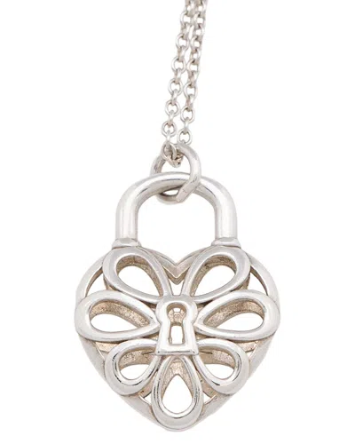 Pre-owned Tiffany & Co . Silver Filigree Heart Necklace (authentic Pre-loved)