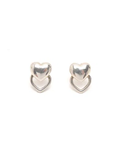 Tiffany & Co Silver Heart Double Earrings In Metallic