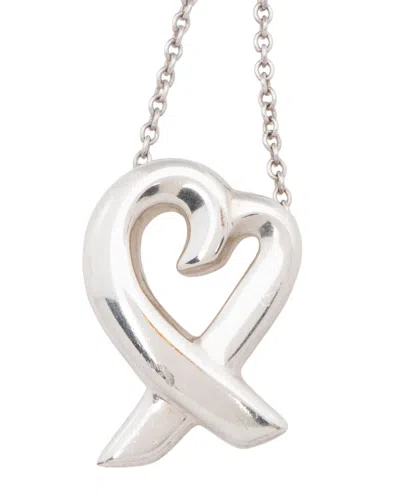 Pre-owned Tiffany & Co . Silver Paloma Picasso Loving Heart Necklace (authentic Pre-loved)
