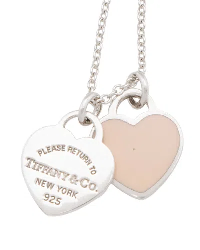 Pre-owned Tiffany & Co . Silver Return To Tiffany Double Heart Mini Necklace (authentic Pre-loved)