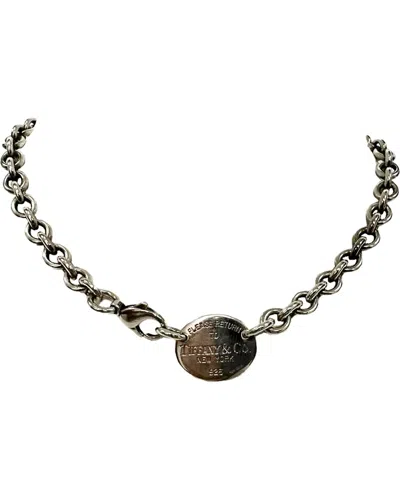 Tiffany & Co . Silver Return To Tiffany Oval Tag Necklace (authentic Pre-loved) In Metallic