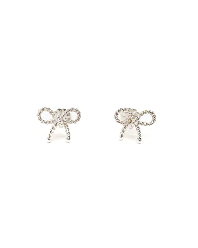 Tiffany & Co Silver Ribbon Earrings In Red