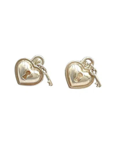Tiffany & Co Silver  Heart And Key Earrings (authentic Pre-loved) In Gold