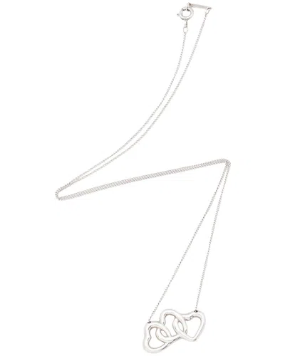 Tiffany & Co . Silver Triple Open Heart Necklace (authentic Pre-loved) In Metallic