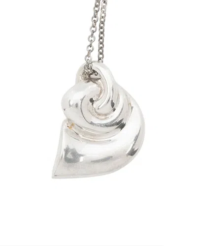 Tiffany & Co . Silver Vintage Elsa Peretti Horn Necklace (authentic Pre-loved) In Transparent