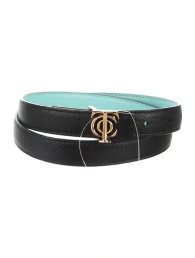 Pre-owned Tiffany & Co Skinny Leather Belt Kit In Black