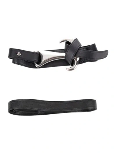 Pre-owned Tiffany & Co Skinny Leather Waist Belt In Black/blue