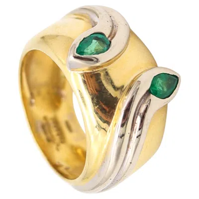 Pre-owned Tiffany & Co . Snakes Cocktail Ring In Two Tones 18kt Gold With Muzo Emeralds In Multi