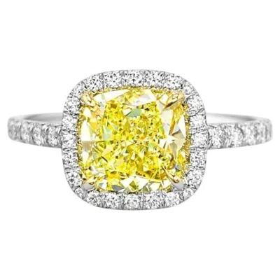 Pre-owned Tiffany & Co . Soleste 2.00 Carat Fancy Intense Yellow Diamond Halo Ring