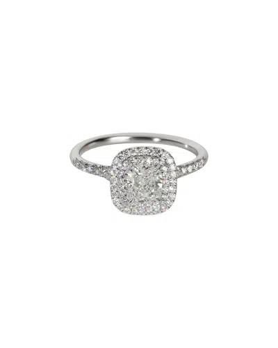 Tiffany & Co . Soleste Double Halo 0.33 Ct. Tw. Diamond Engagement Ring (authentic Pre-loved) In Silver