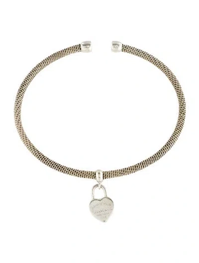 Pre-owned Tiffany & Co Somerset Heart Charm Cuff Bracelet, 6.5" In Multi