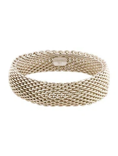 Pre-owned Tiffany & Co Somerset Mesh Bangle Bracelet, 7.25" In Multi