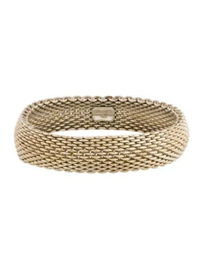 Pre-owned Tiffany & Co Somerset Mesh Bangle Bracelet, 7.5" In Multi